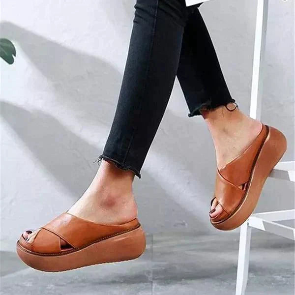 Comfortable Cross-Strap Slip-On Sandals for Women