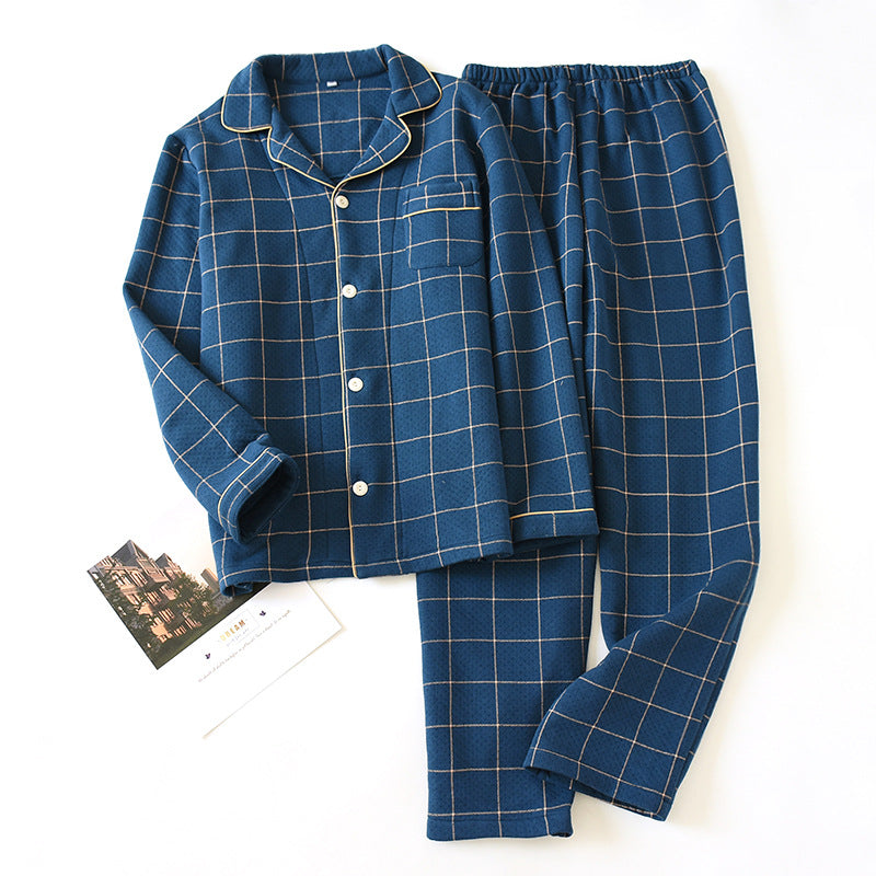 Quilted Pajama Set for Men with Long Sleeve Top and Pants | Ideal for Winter