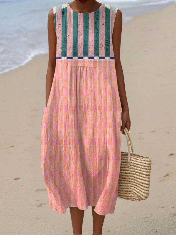 Lily™ | Midi Dress with Pastel Stripes