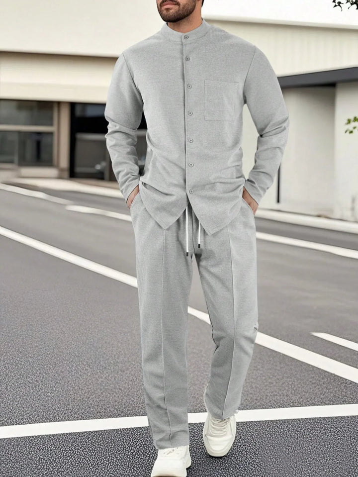 Men's High Collar Shirt and Pants Set | Ideal for All Seasons