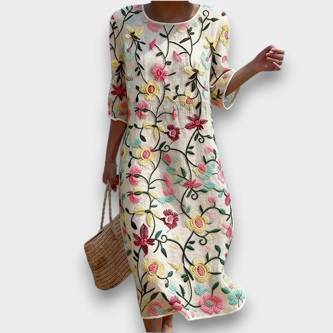 Christina | Maxi dress with floral print and round neckline