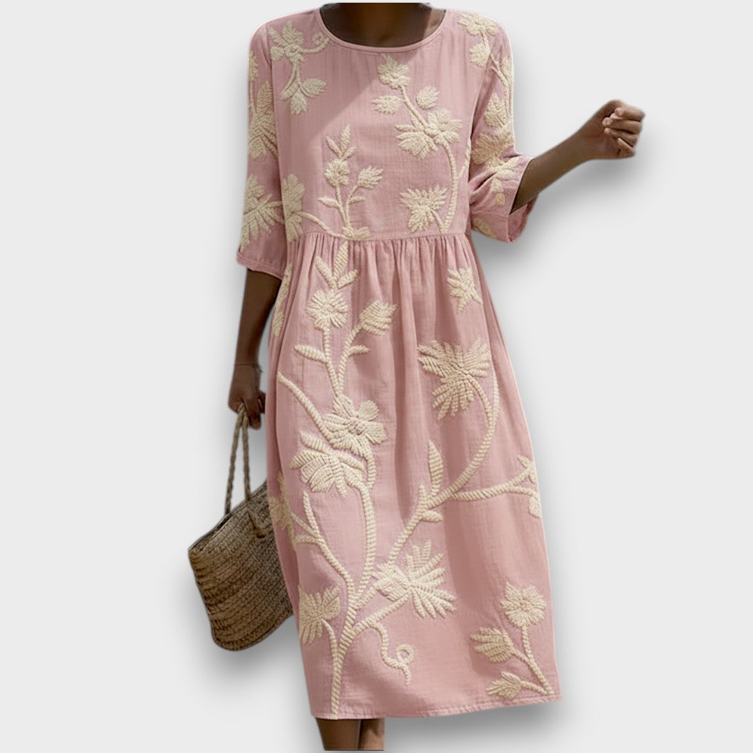 Phoebe | Midi dress with plant and flower print