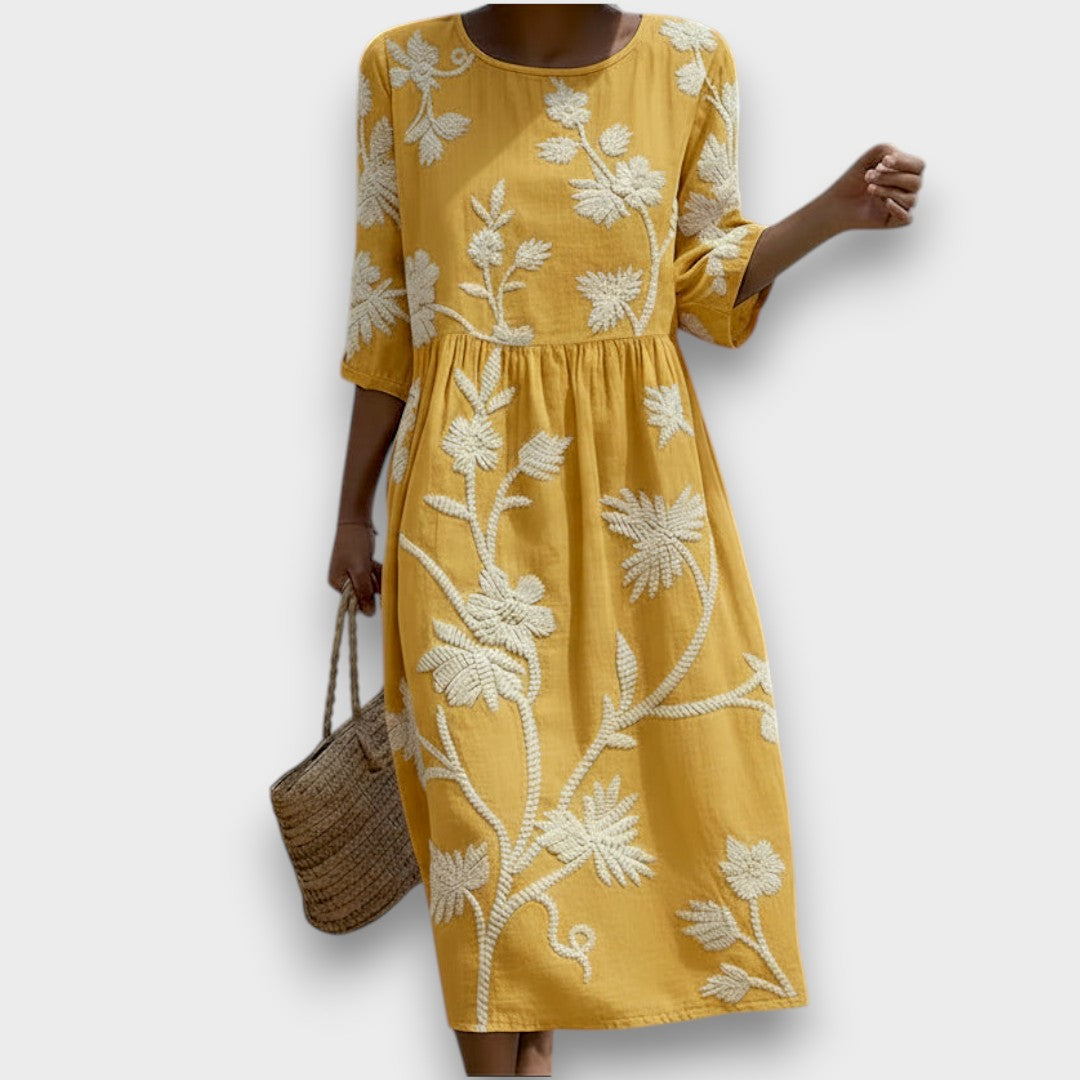 Yassy | Midi dress with plant and flower print