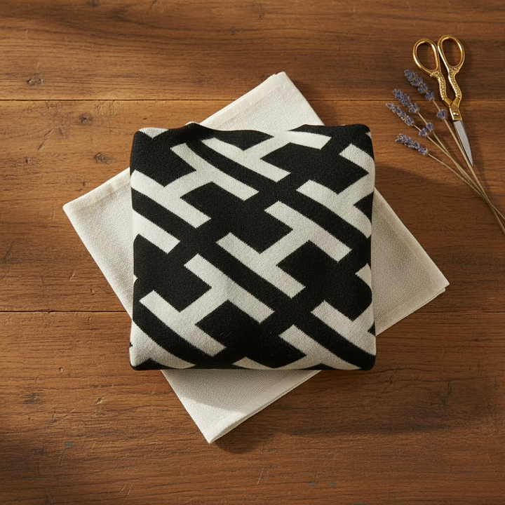 Ivy Manhattan | Black White Abstract Cashmere