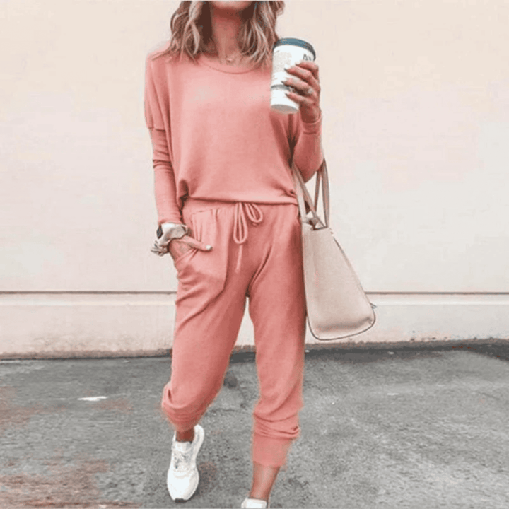 Noomi | Women's Long Sleeve Set with Drawstring Waist - Two-Piece Set