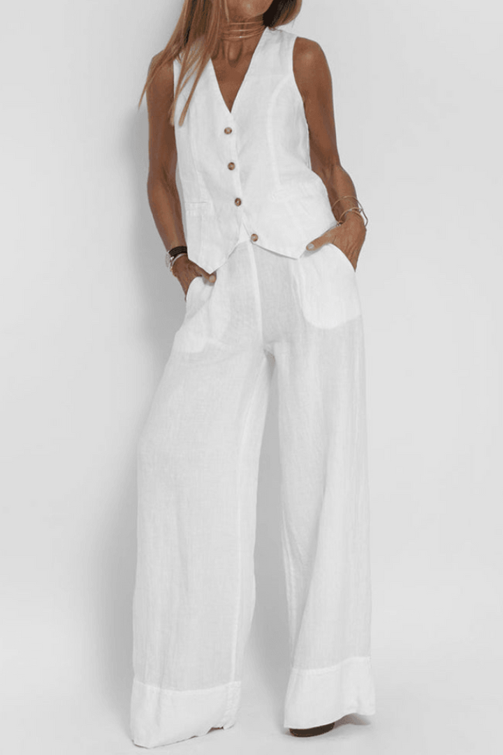 Lucia | Women's Sleeveless V-Neck Two-Piece Set