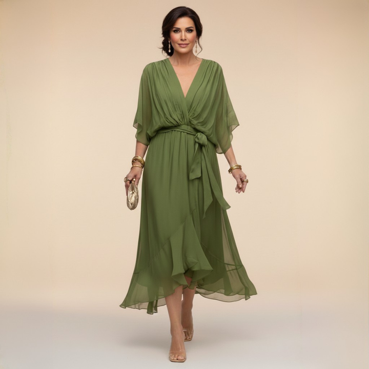 Monica | Chiffon Dress with V-Neck