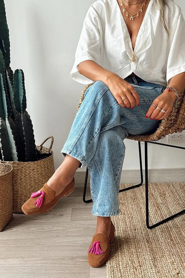 Colorblock Square Toe Loafers for Women | Ideal for the Office and Daily Outings