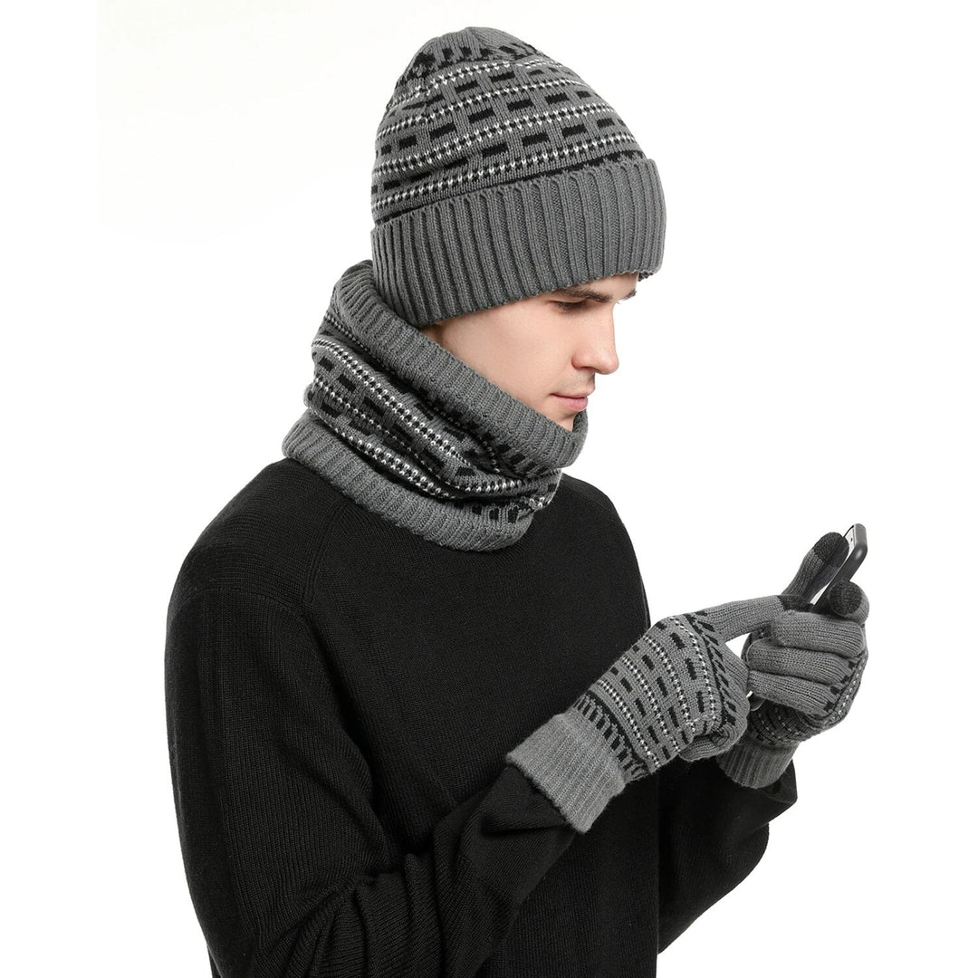 Winter 3-Piece Set with Beanie, Scarf, and Gloves for Adults | Ideal for Cold Season