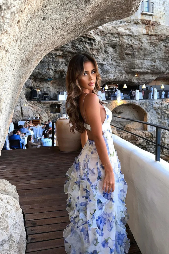 Reign | Floral Ruffled Maxi Dress for Women