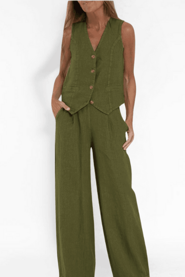 Lucia | Women's Sleeveless V-Neck Two-Piece Set