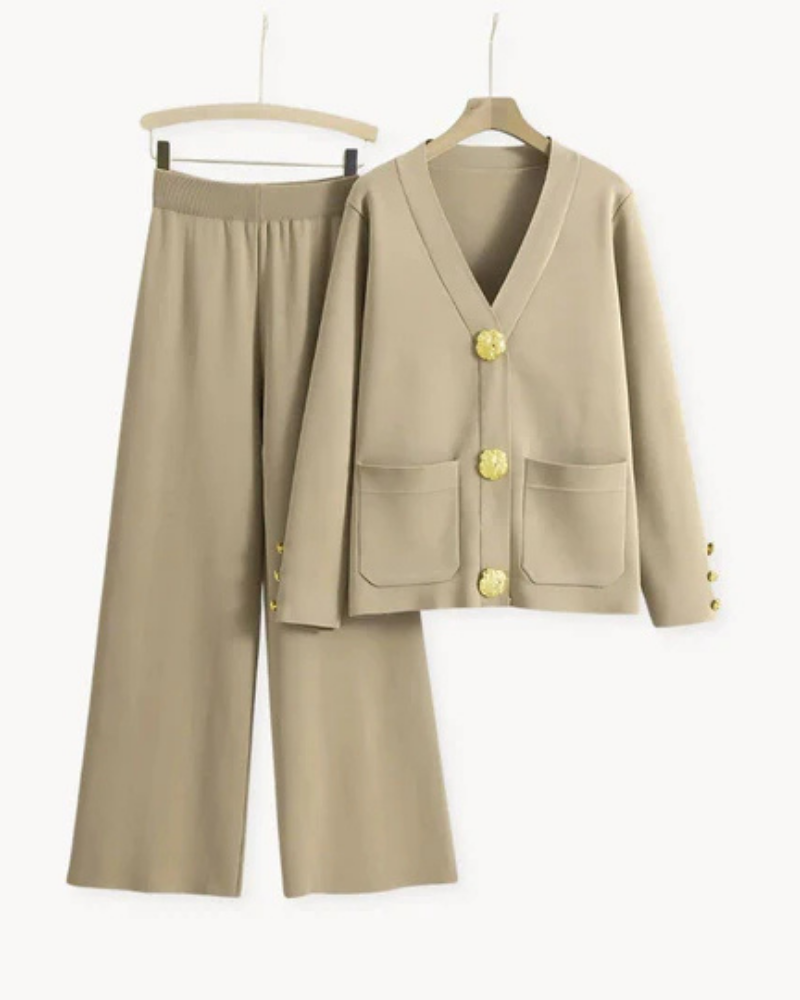 Alida | Women's Wide Leg Pants Cardigan Set