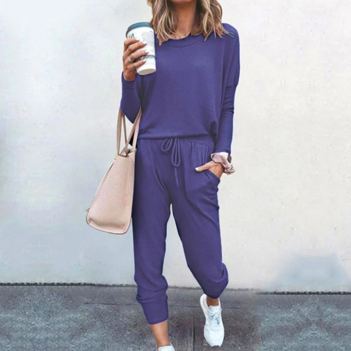 Noomi | Women's Long Sleeve Set with Drawstring Waist - Two-Piece Set