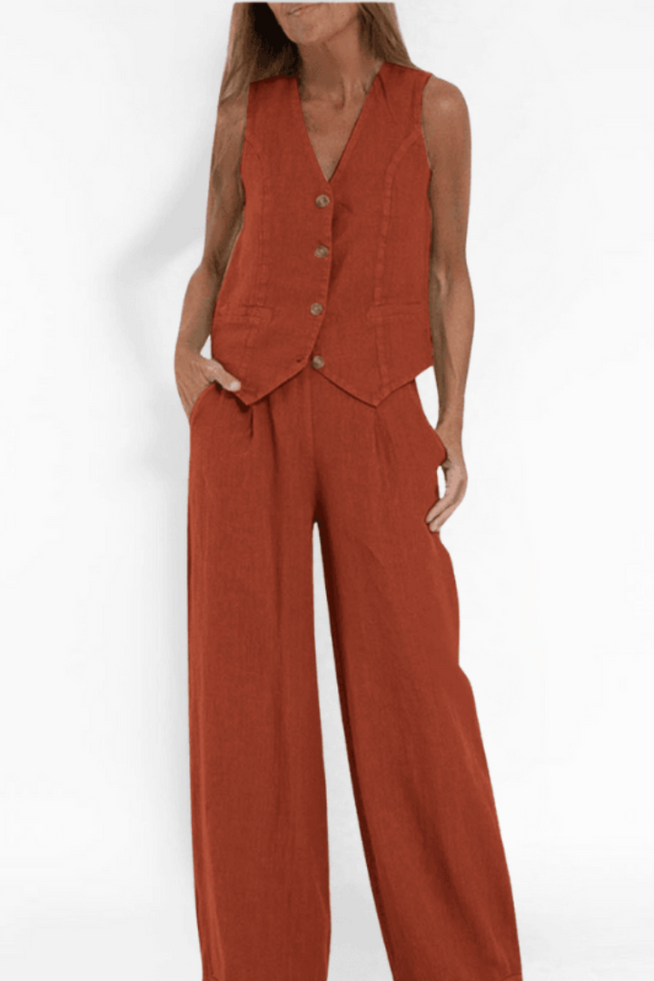 Lucia | Women's Sleeveless V-Neck Two-Piece Set