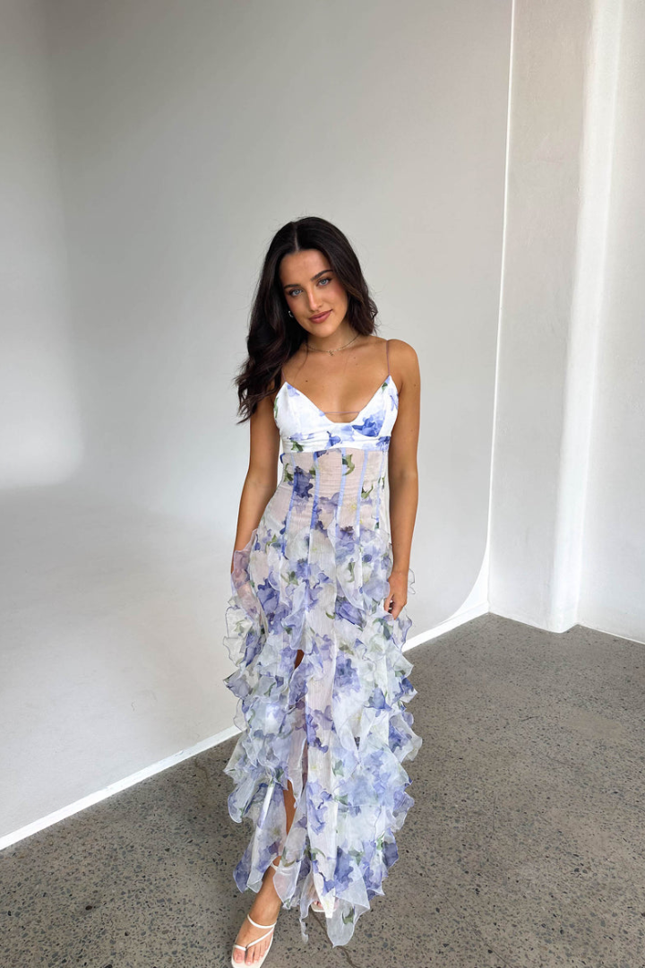 Reign | Floral Ruffled Maxi Dress for Women