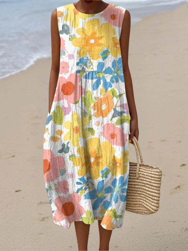 Ella™ | Midi Dress with Pastel Flowers