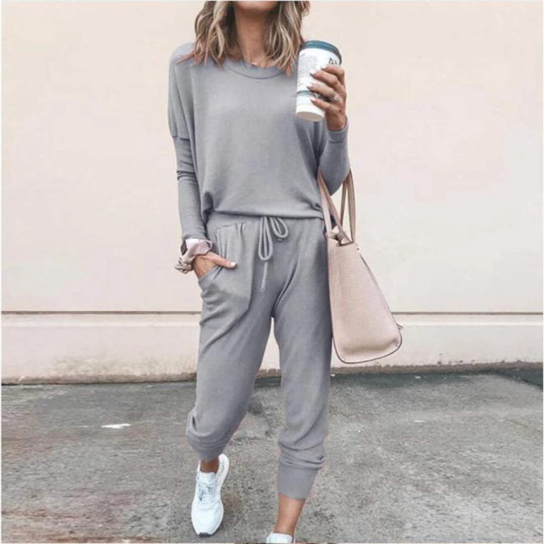 Noomi | Women's Long Sleeve Set with Drawstring Waist - Two-Piece Set