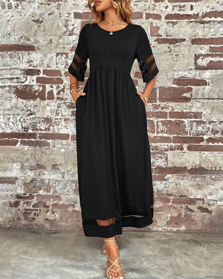 Elegant Dress Mid-Sleeve Casual Crew Neck