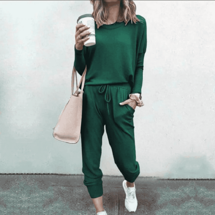 Noomi | Women's Long Sleeve Set with Drawstring Waist - Two-Piece Set