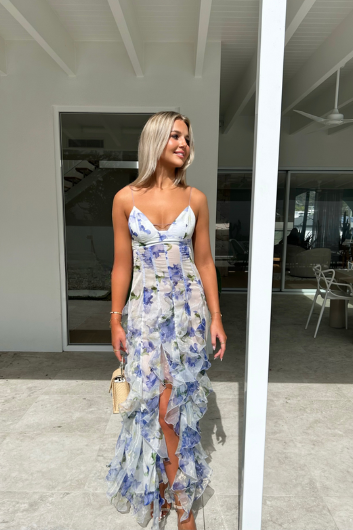 Reign | Floral Ruffled Maxi Dress for Women