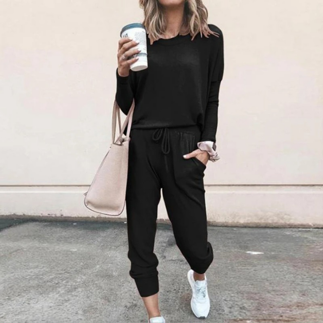 Noomi | Women's Long Sleeve Set with Drawstring Waist - Two-Piece Set