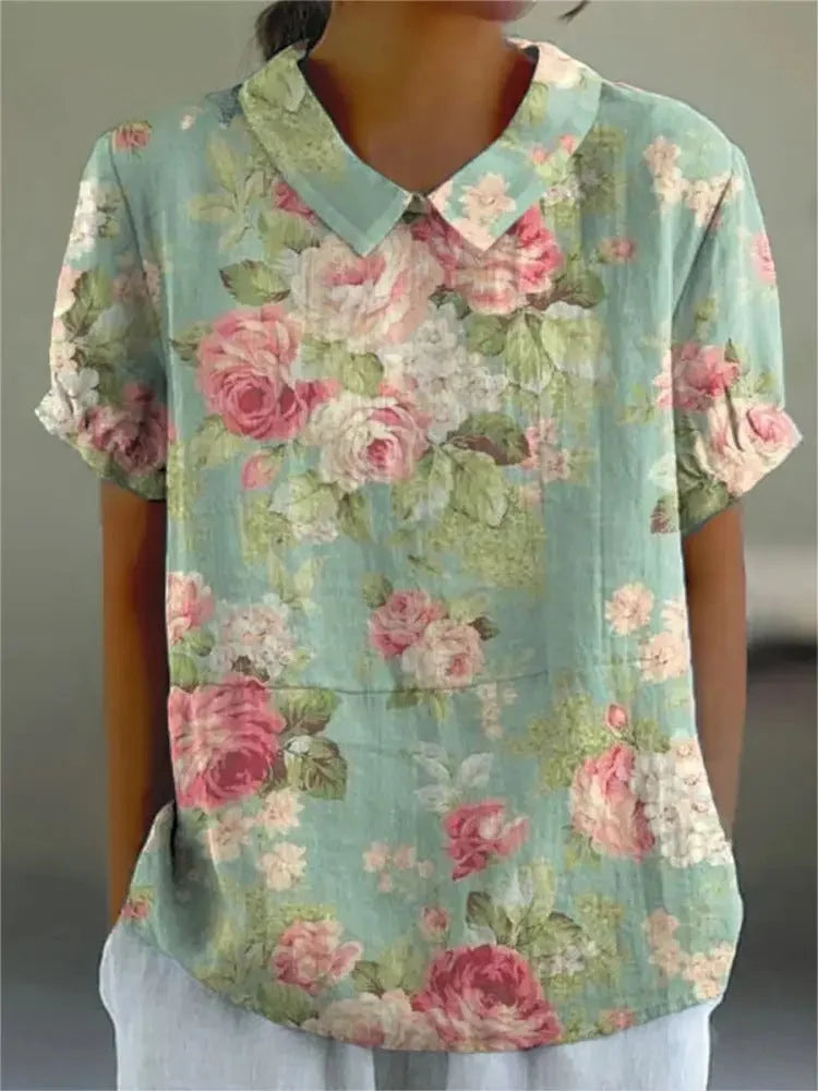 RETRO FLORAL SHIRT FOR WOMEN