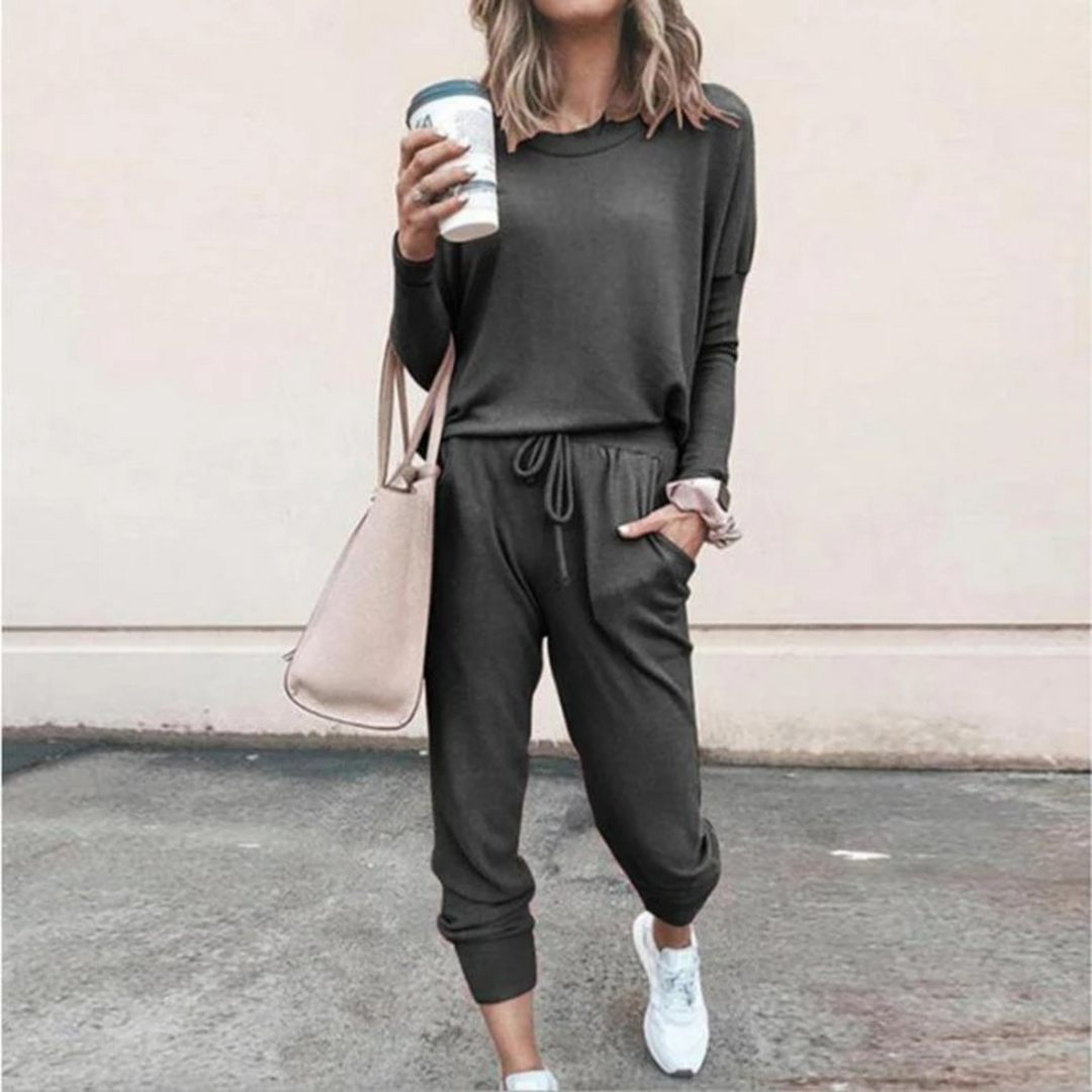 Noomi | Women's Long Sleeve Set with Drawstring Waist - Two-Piece Set