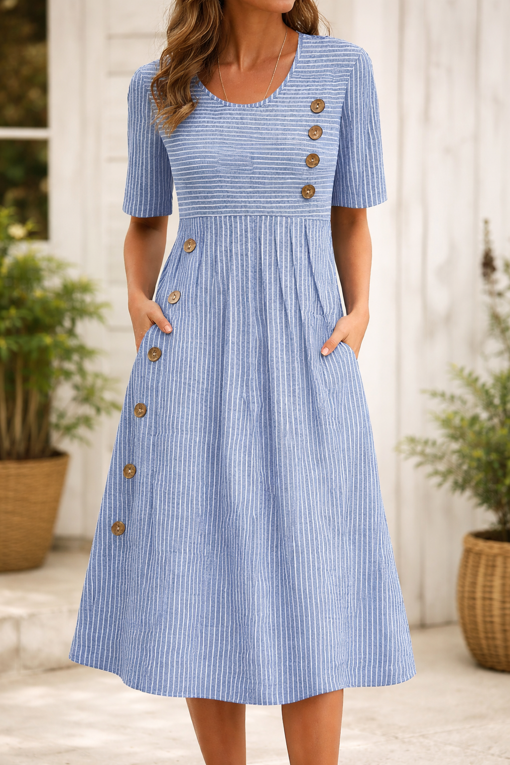 Vittoria™ - Timeless Striped Midi Dress