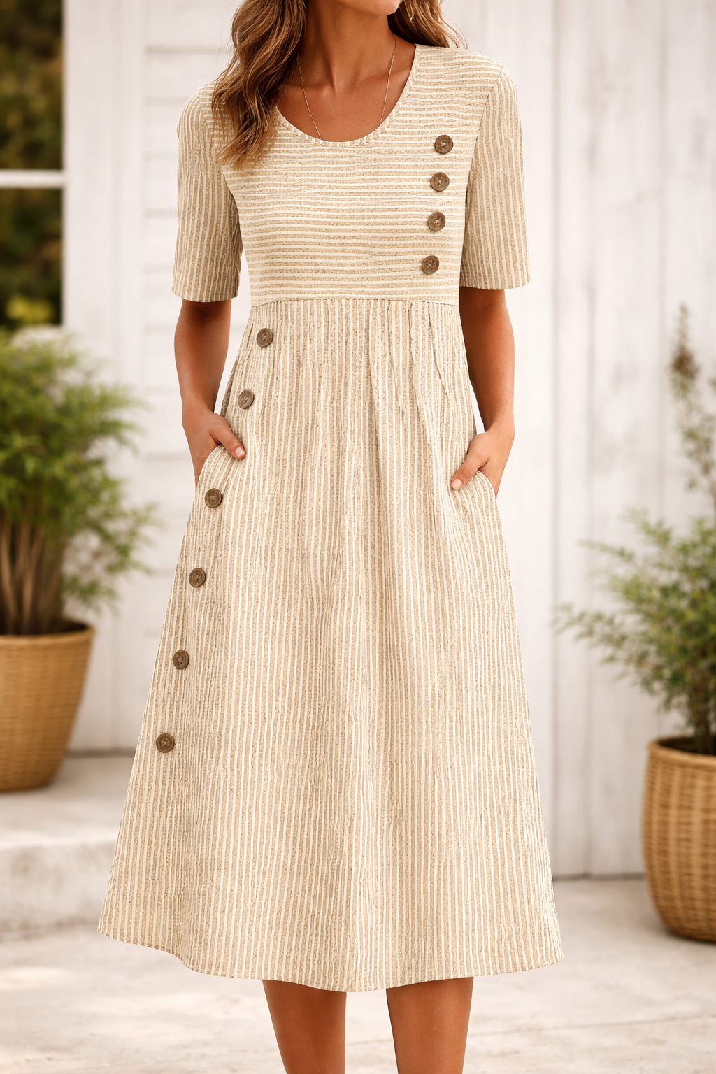 Vittoria™ - Timeless Striped Midi Dress