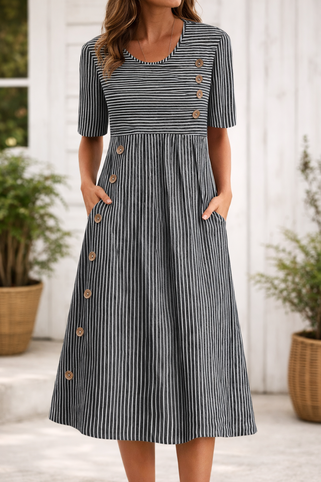 Vittoria™ - Timeless Striped Midi Dress