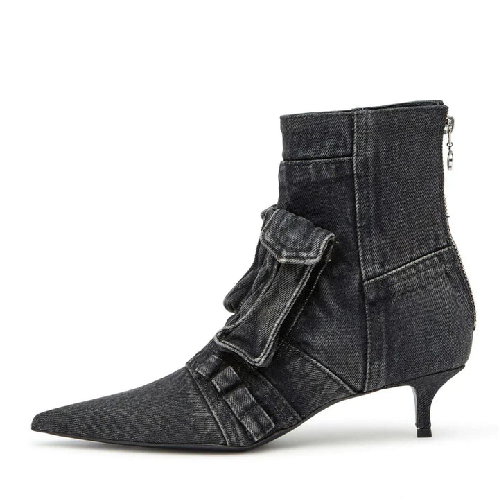 Vega - Cargo Design Booties in Denim Fabric