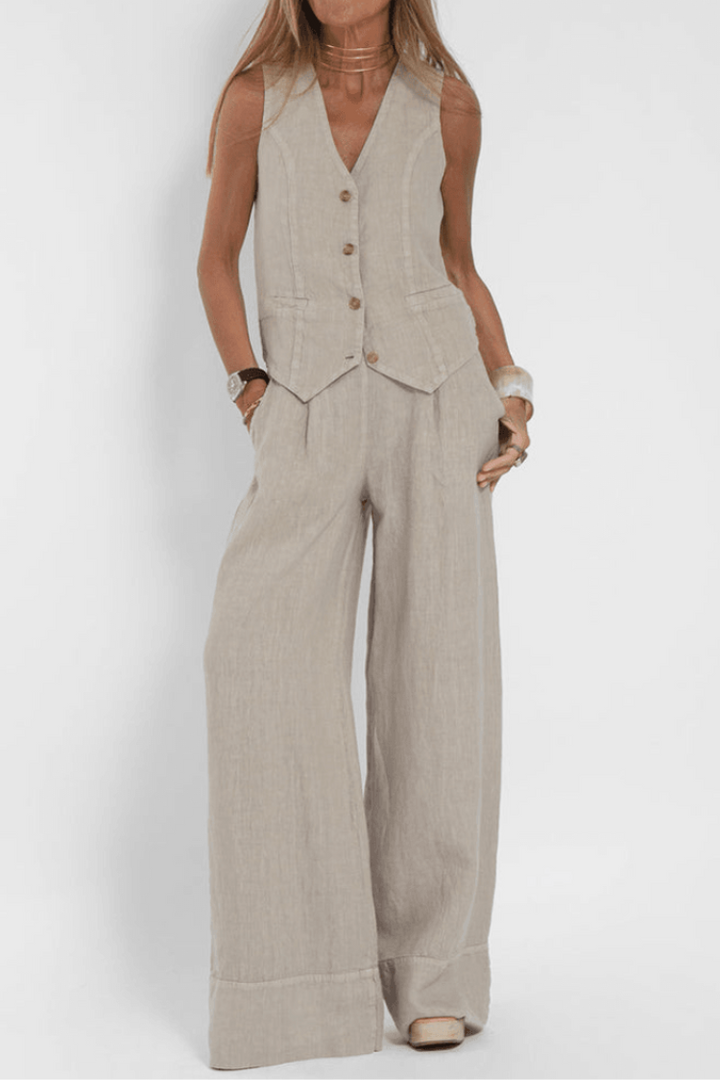 Lucia | Women's Sleeveless V-Neck Two-Piece Set