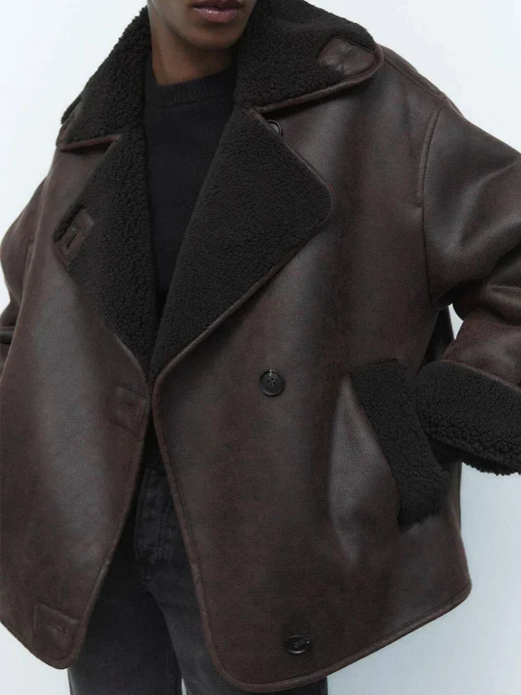 Fransesca | Vintage Faux Leather Jacket for Women