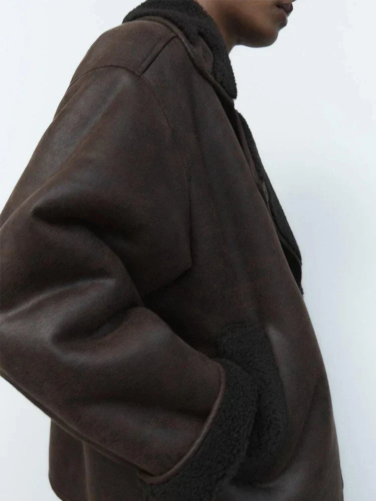 Fransesca | Vintage Faux Leather Jacket for Women