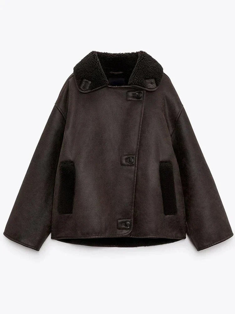 Fransesca | Vintage Faux Leather Jacket for Women