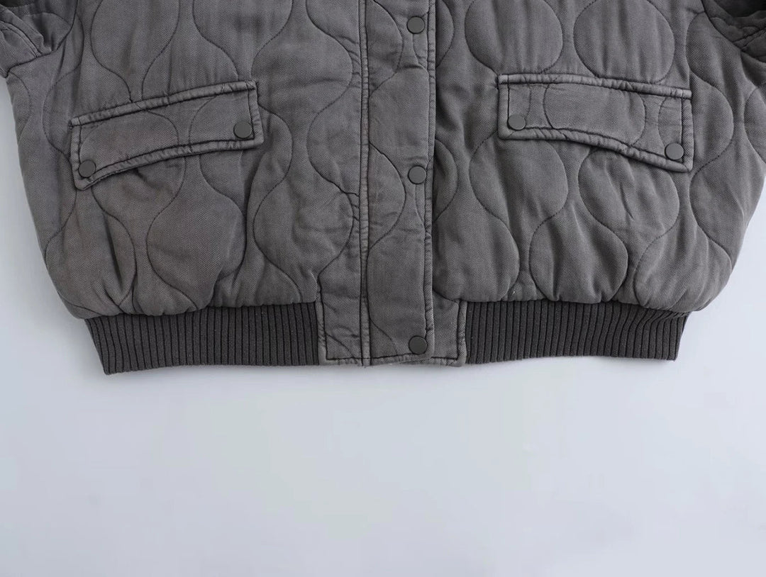 Swara | Trendy Loose Fit Gray Bomber Jacket for Women