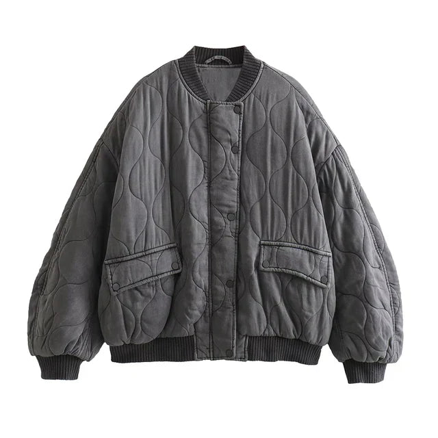 Swara | Trendy Loose Fit Gray Bomber Jacket for Women