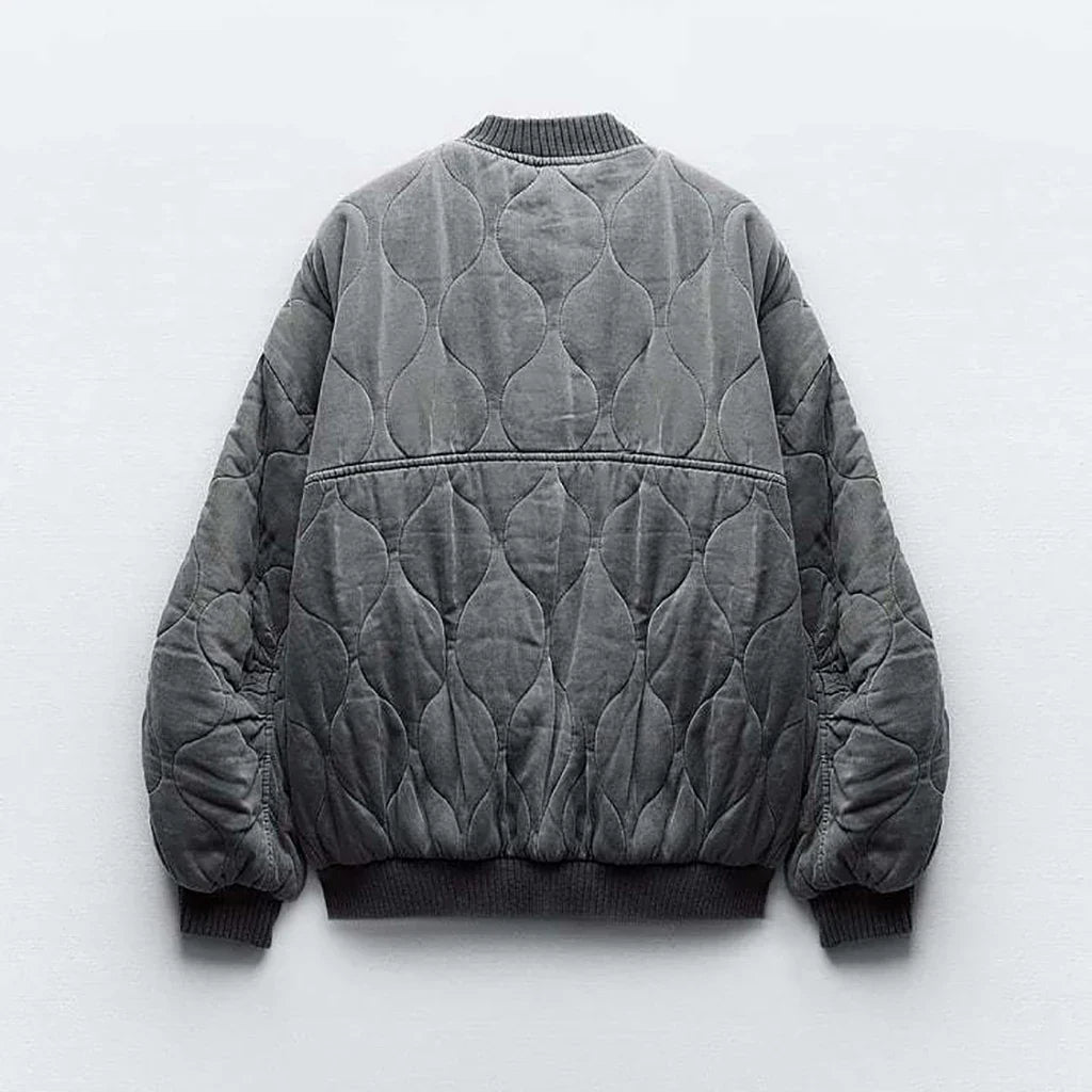 Swara | Trendy Loose Fit Gray Bomber Jacket for Women