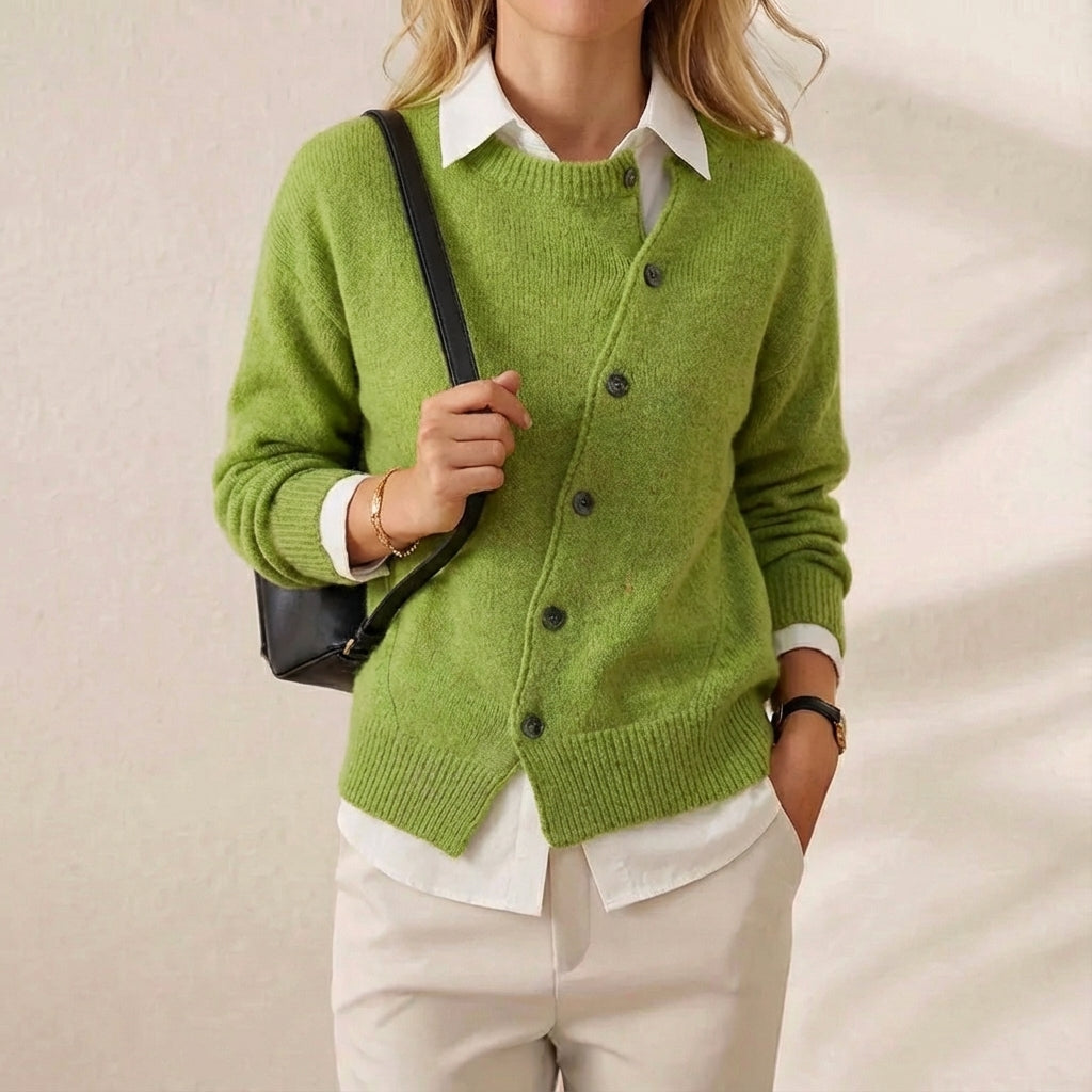 Ivy Manhattan | Cotton Cardigan Asymmetrical Button