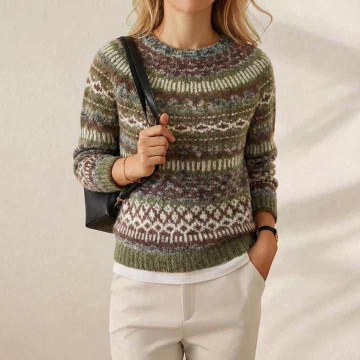 Ivy Manhattan | Cotton Sweater Olive Abstract