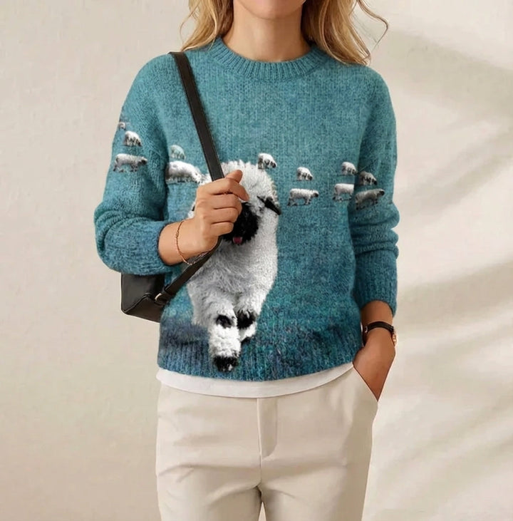 Ivy Manhattan | Cotton Sweater Petrol Sheep