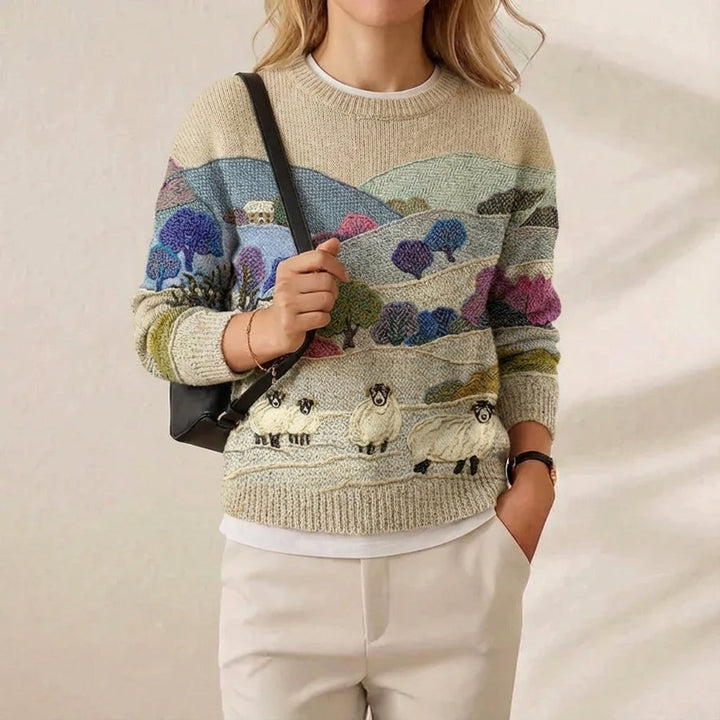 Ivy Manhattan | Multicolored Cotton Sweater Landscape