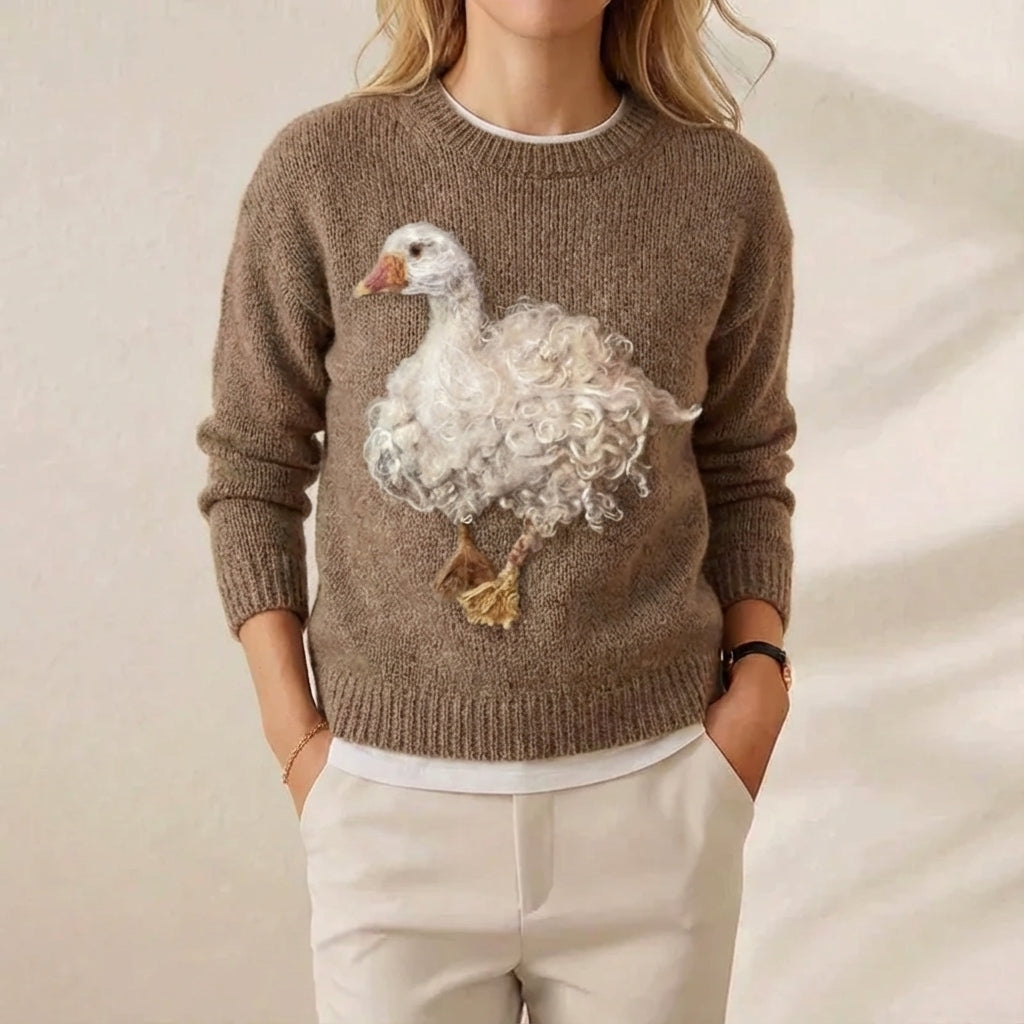 Ivy Manhattan | Brown Cotton Sweater Goose