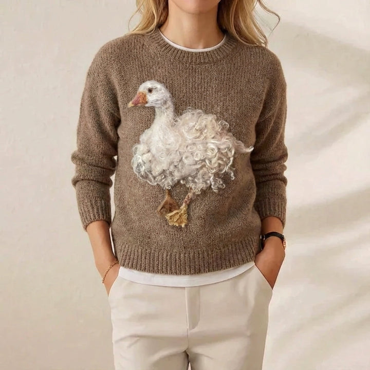 Ivy Manhattan | Brown Cotton Sweater Goose