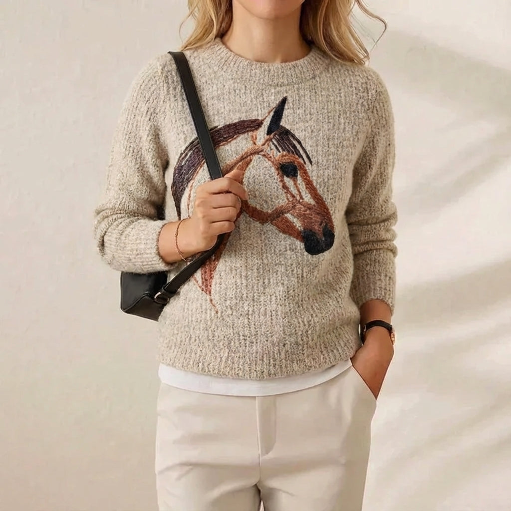Ivy Manhattan | Cotton Sweater Cream Horse