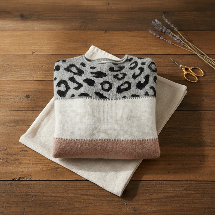 Ivy Manhattan | Cotton Sweater Cream Leopard
