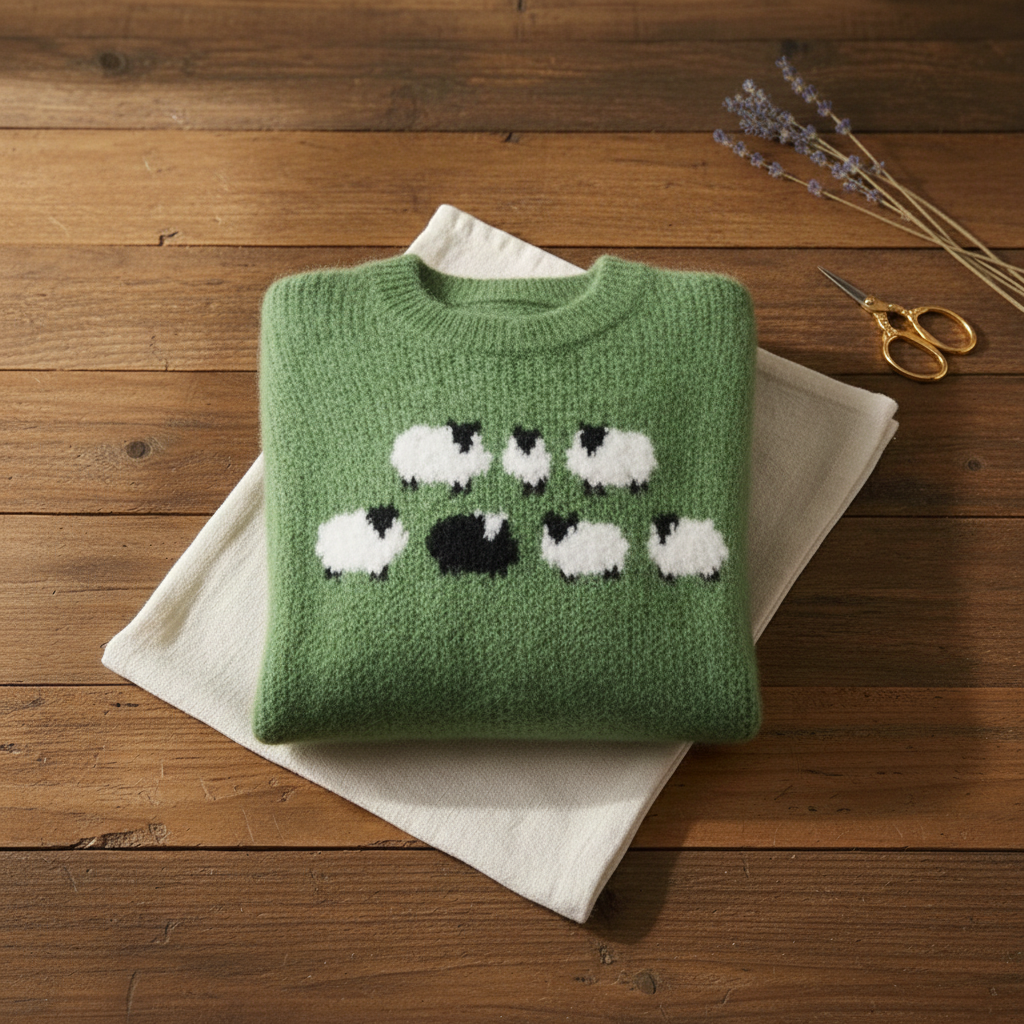 Ivy Manhattan | Cotton Sweater Green Sheep
