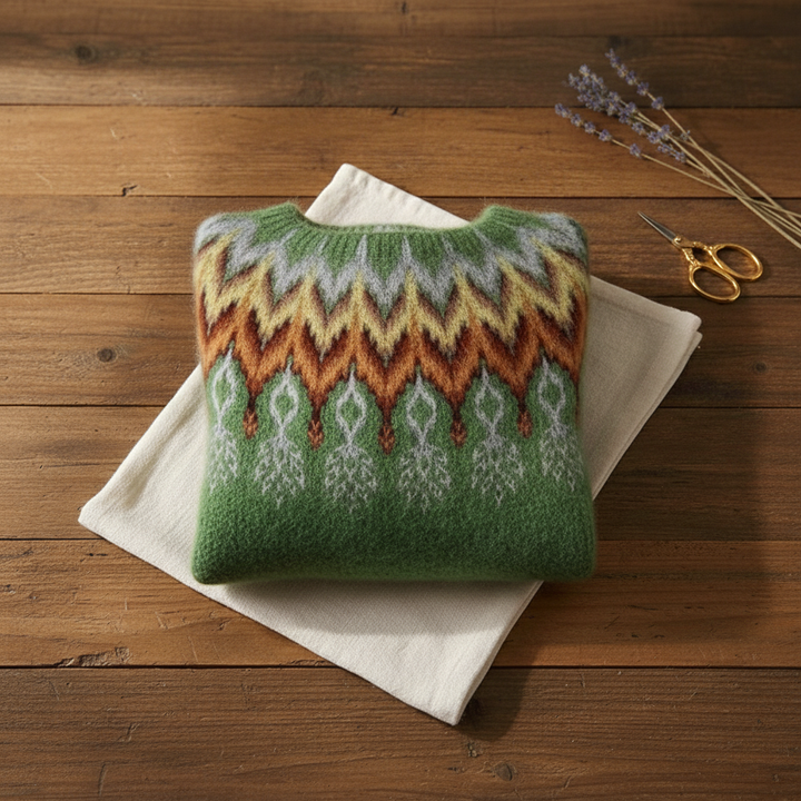 Ivy Manhattan | Cotton Sweater Green Chevron