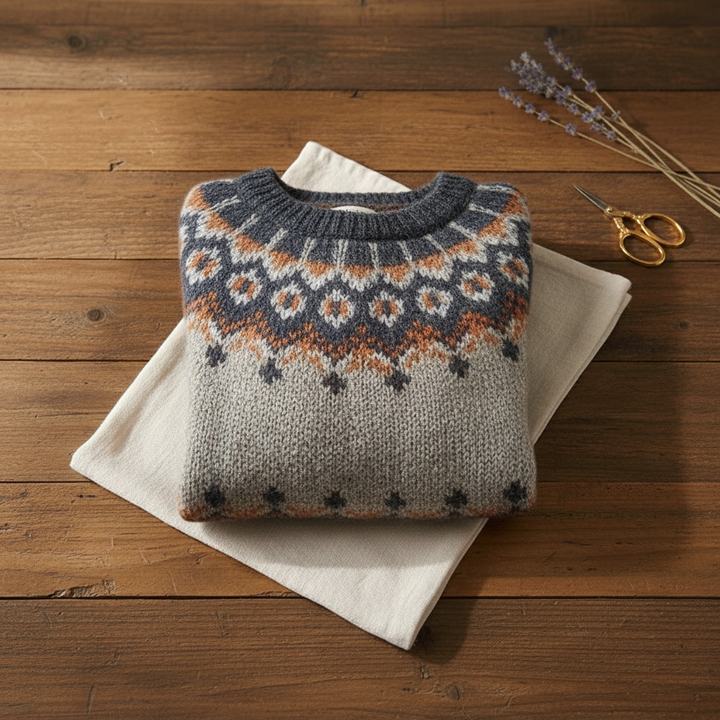 Ivy Manhattan | Cotton Sweater Gray Geometric