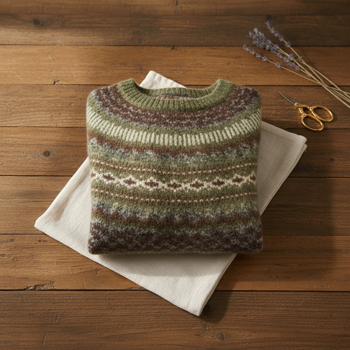 Ivy Manhattan | Cotton Sweater Olive Abstract